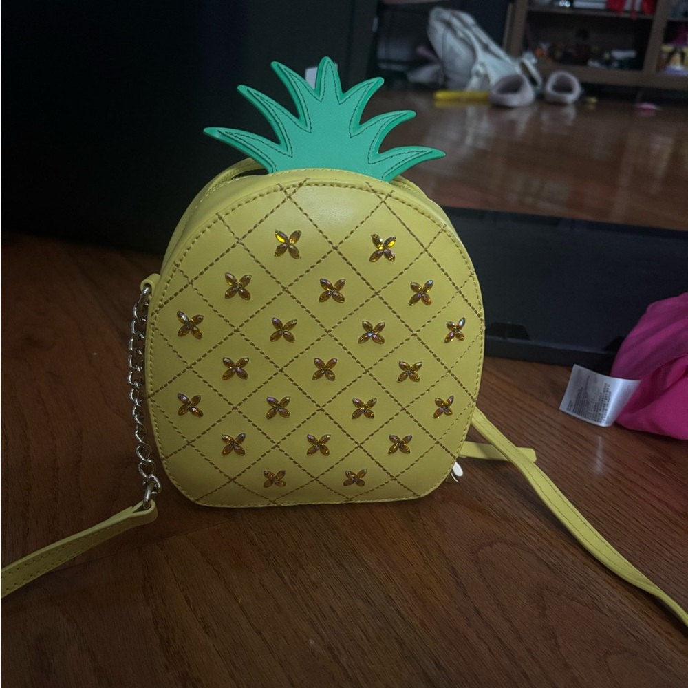 Kate Spade Yellow and Green Pineapple Crossbody Bag